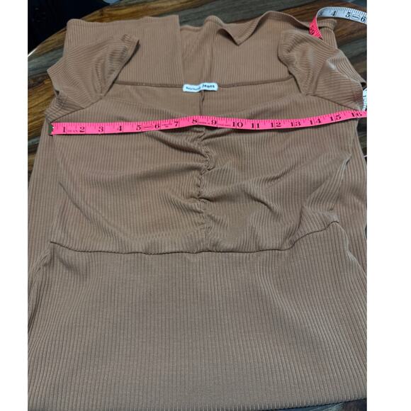 Bodycon Ribbed Knit Dress Size Large Butterscotch Back Slit Reformation Bleeker - Picture 12 of 14